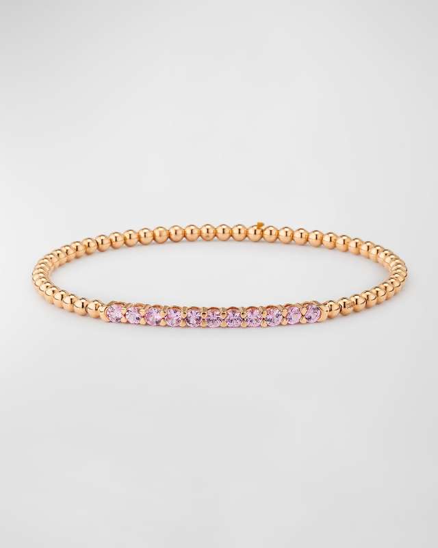 Rainbow 18K Rose Gold Pink Sapphire Stretch Bracelet