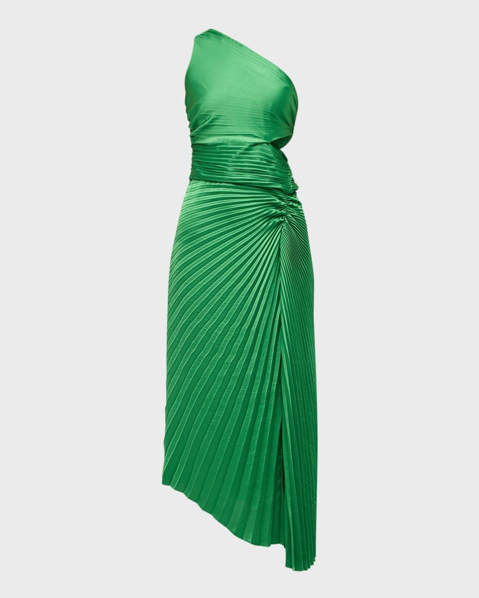 Dahlia Pleated One-Shoulder Maxi Dress