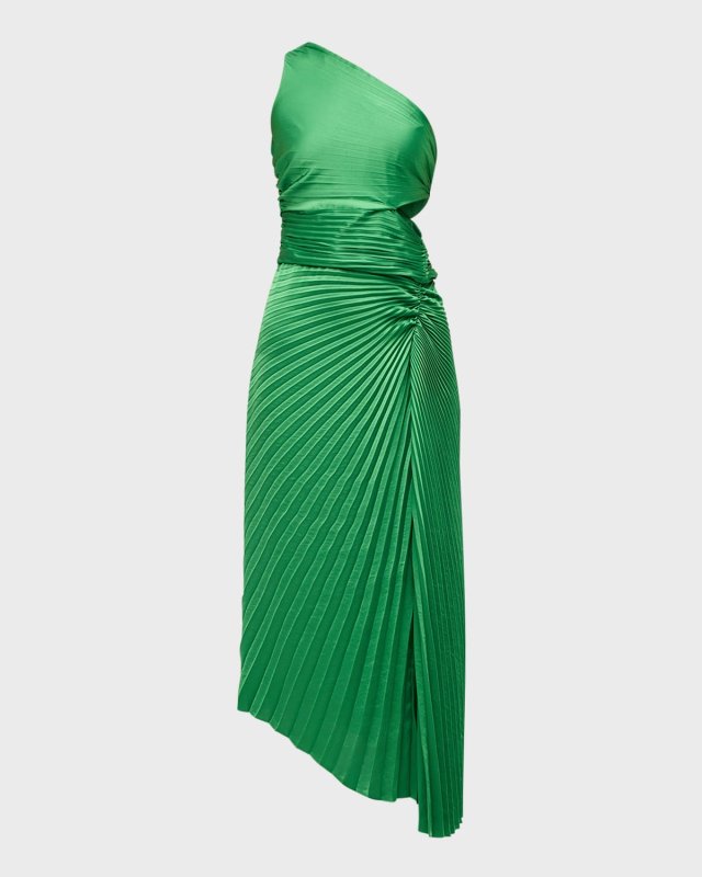 Dahlia Pleated One-Shoulder Maxi Dress