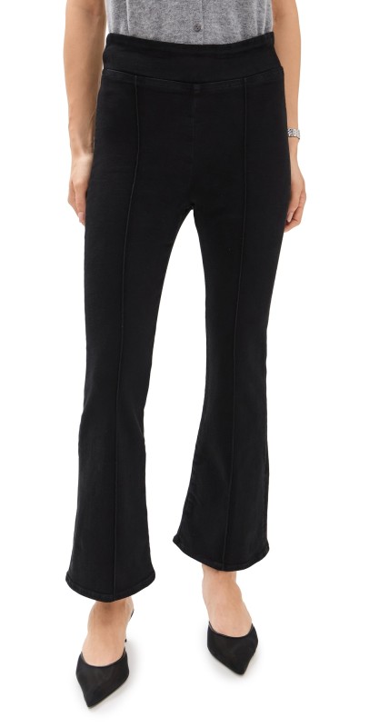 FRAME Jetset Crop Mini Boot Pintuck Jeans Sheen Noir