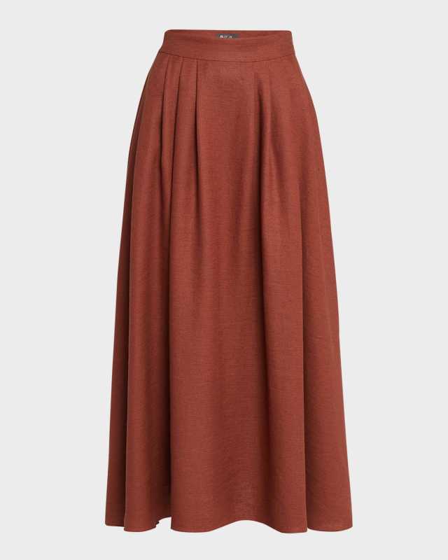 Sabina Antigua Pleated Midi Skirt
