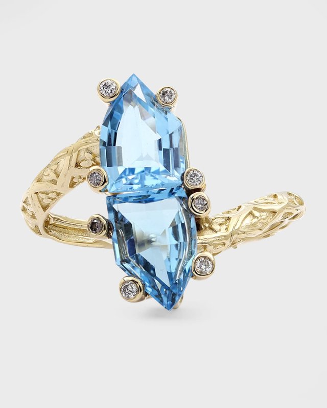 Swiss Blue Topaz & Diamond Ring