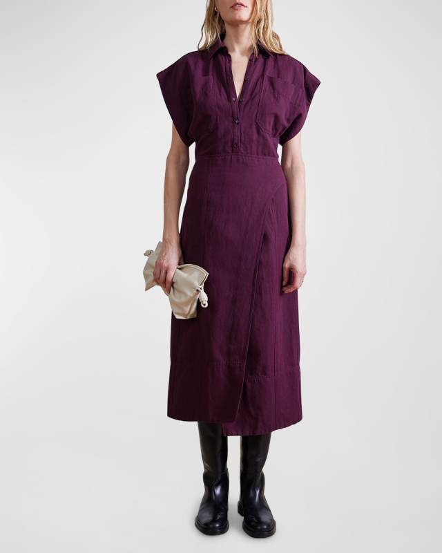 Yelena Short-Sleeve Midi Shirtdress