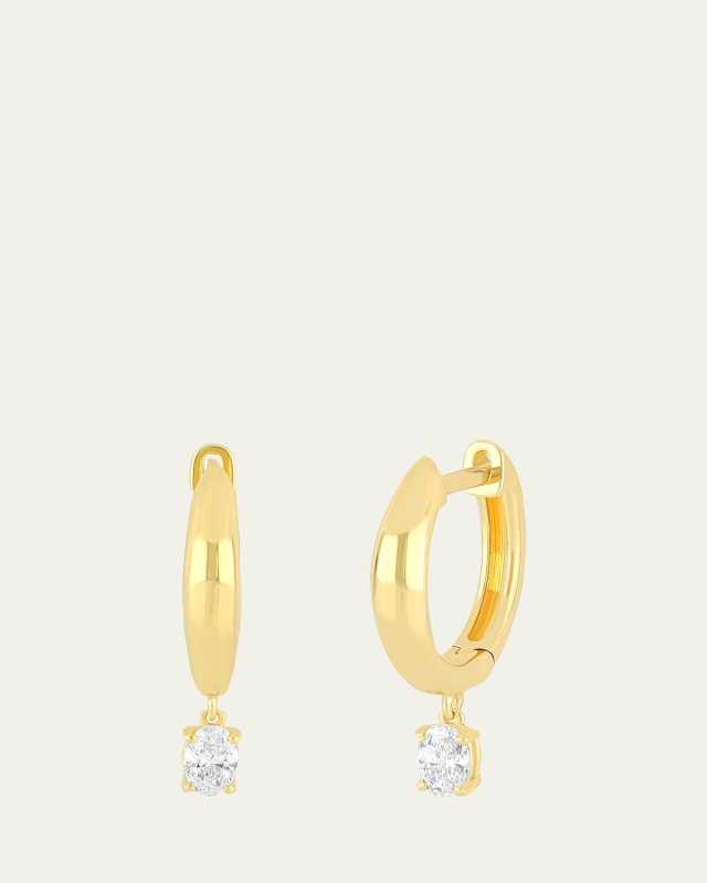 Diamond Oval Drops on Domed Earrings
