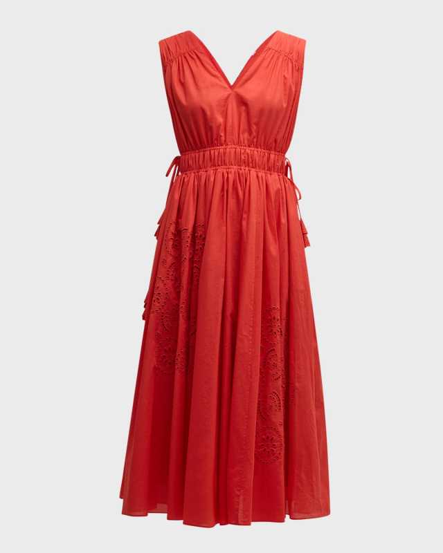 The Christabel Embroidered Cotton Midi Dress