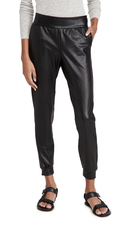 Commando Faux Leather Joggers Black