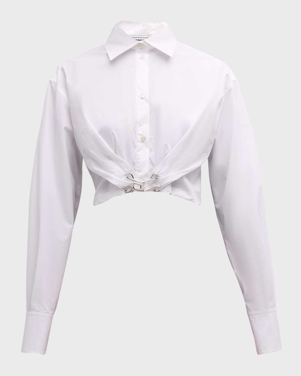 Cropped Buckle Poplin Blouse