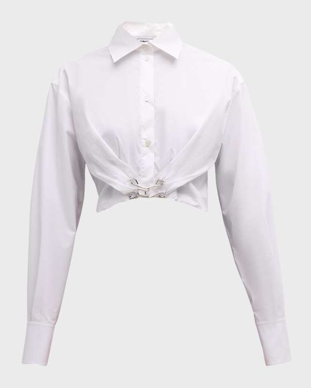 Cropped Buckle Poplin Blouse
