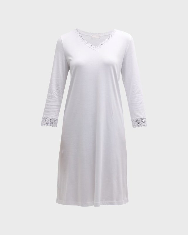 Moments Short Sleeve Lace Cotton Nightgown