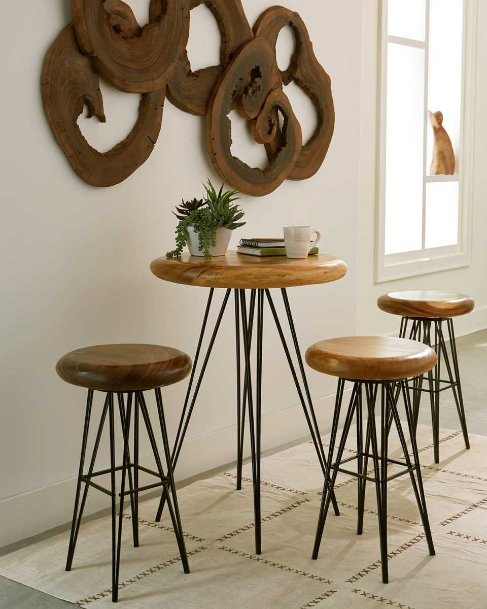Smooth Bar Stool with Chamcha Wood Seat