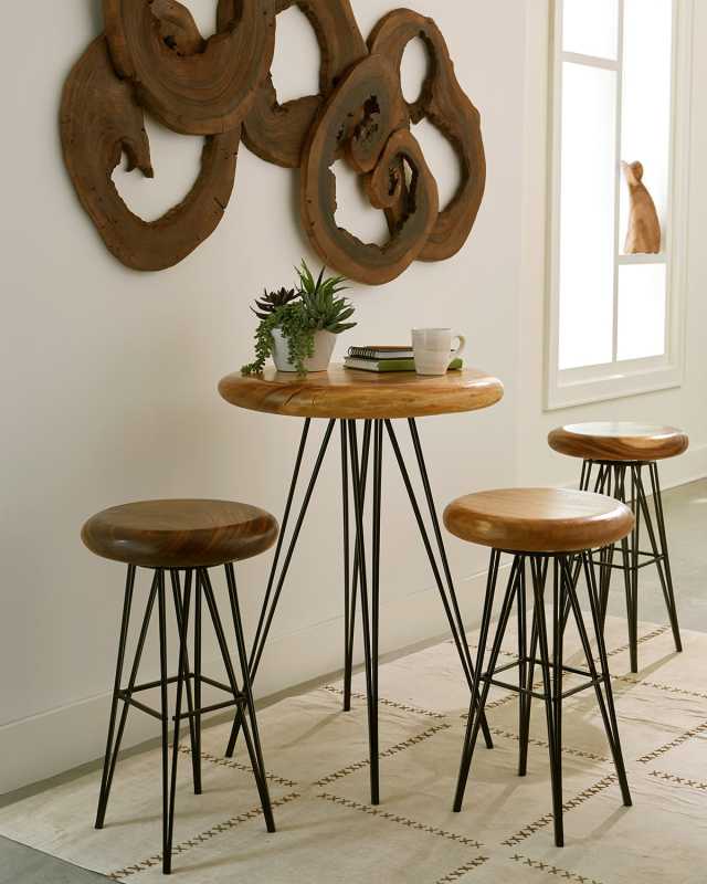 Smooth Bar Stool with Chamcha Wood Seat