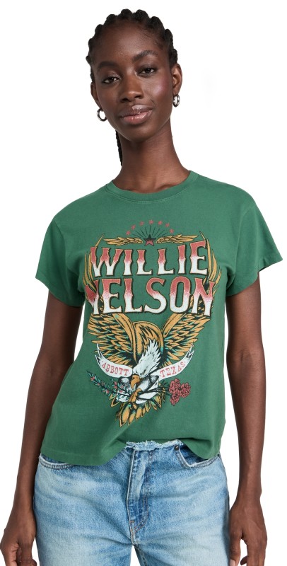 Daydreamer Willie Nelson Abott Texas Tour Tee Stormy Green