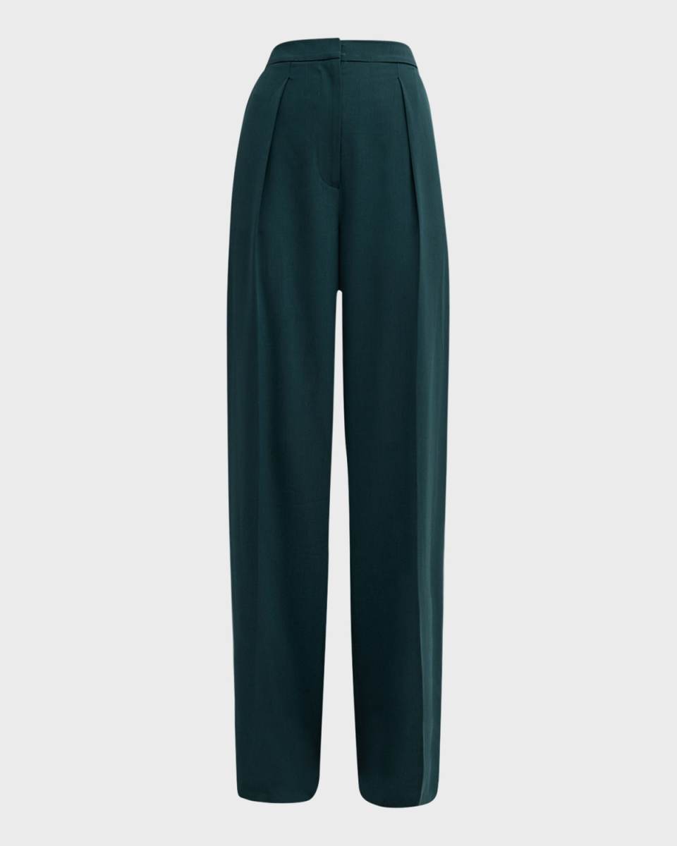Pleated High-Rise Wide-Leg Woven Pants