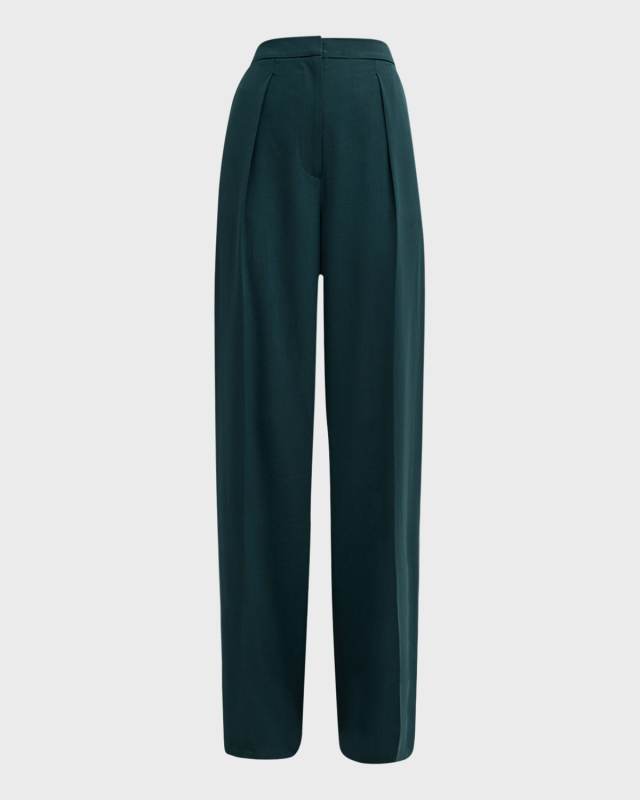 Pleated High-Rise Wide-Leg Woven Pants