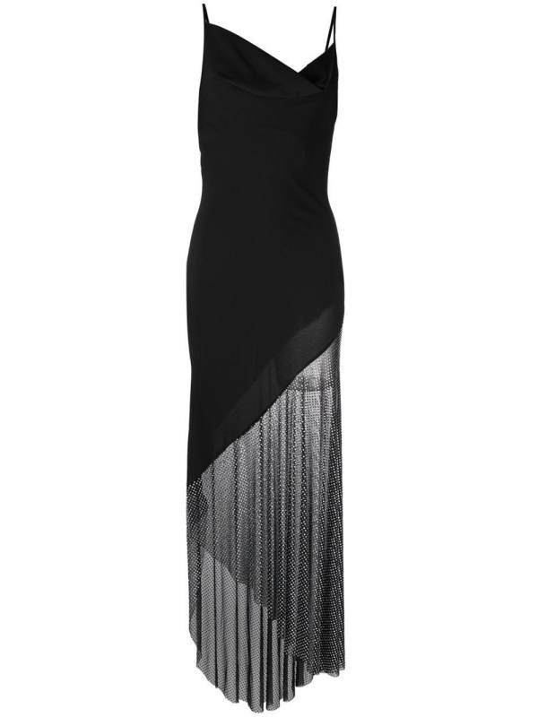 asymmetric spaghetti-strap maxi dress