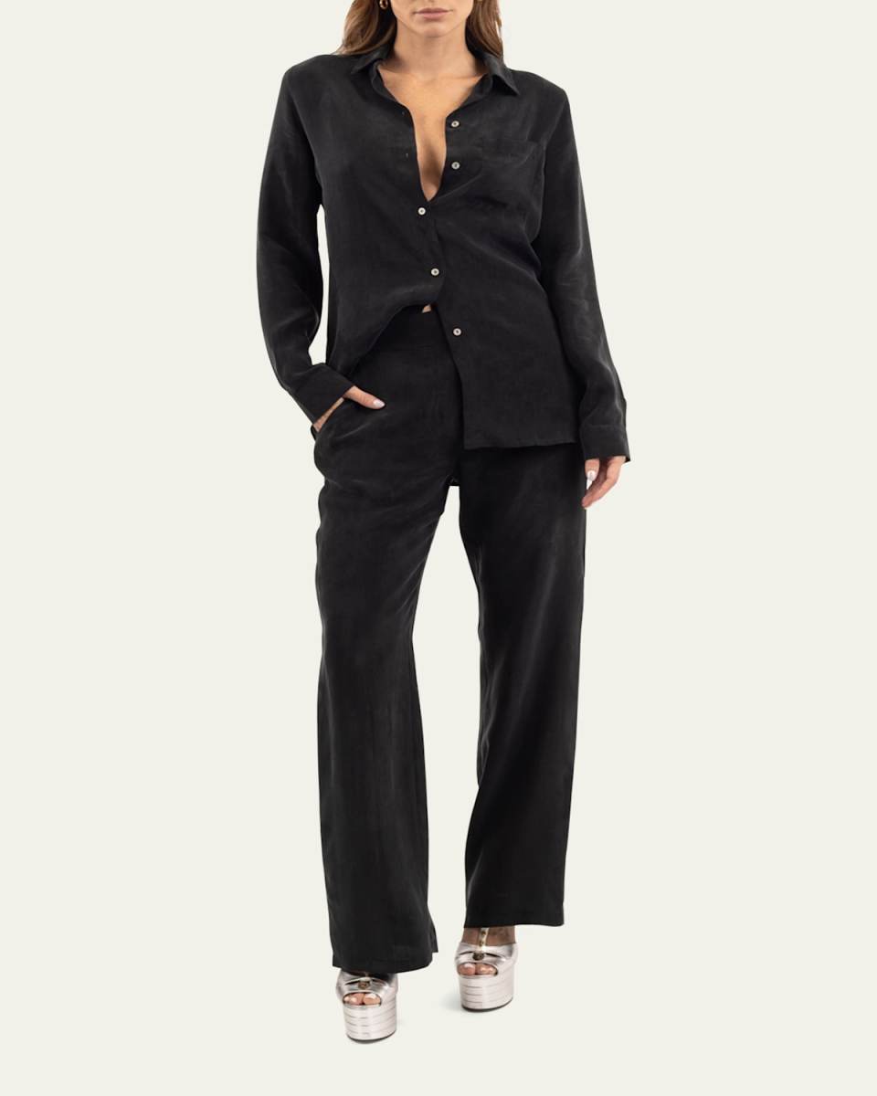 Hera Button-Down Vegan Silk Shirt