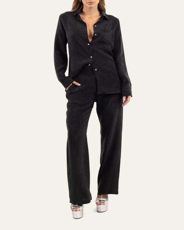 Hera Button-Down Vegan Silk Shirt