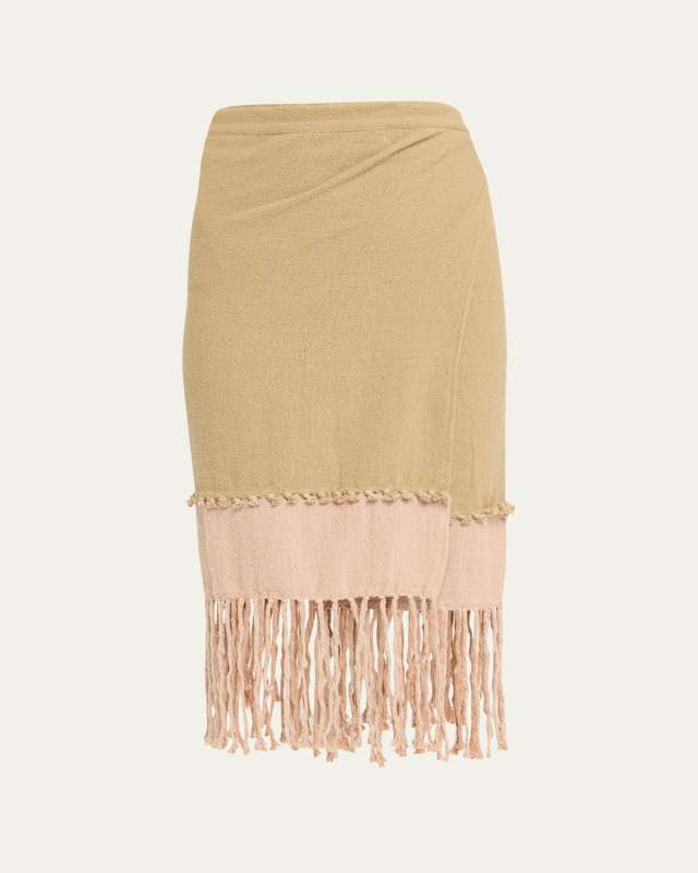 Kuntur Two-Tone Wrap Midi Skirt
