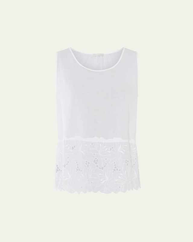 Clara Floral-Embroidered Cotton Tank Top