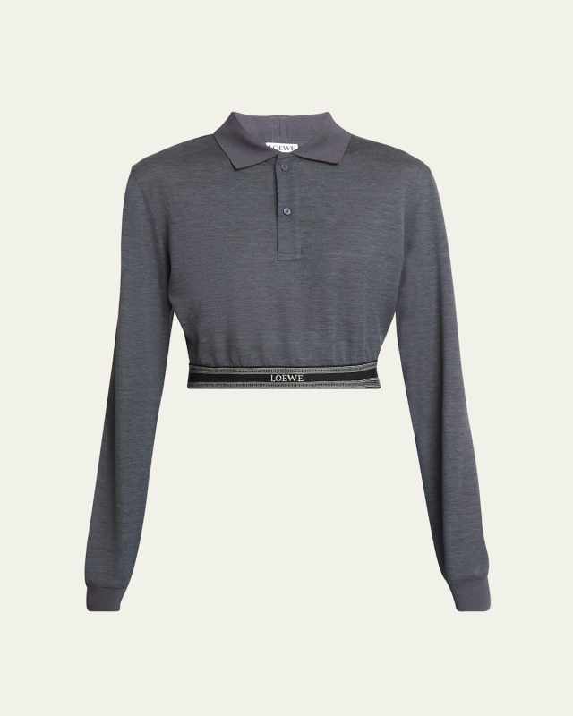 Cropped Polo Top with Logo Waistban