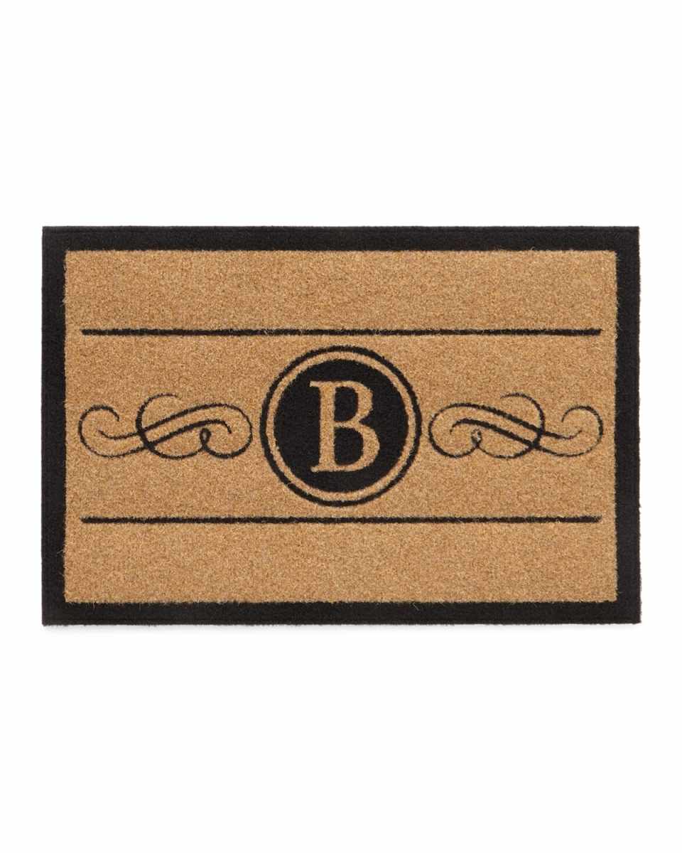 2 X 3 Natural Custom Scroll Monogrammed DoorRug