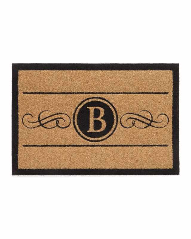 2 X 3 Natural Custom Scroll Monogrammed DoorRug