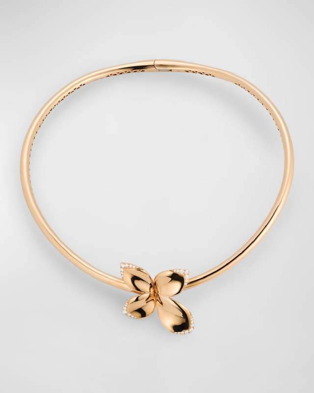 Giardini Segreti 18K Red Gold Flower Collar with Diamonds