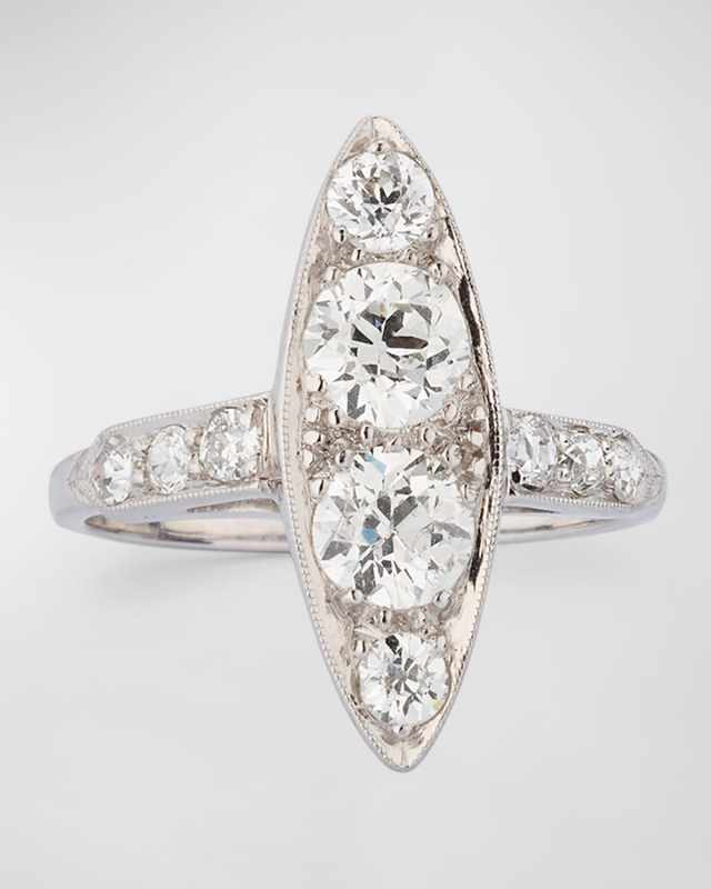 Estate Platinum Diamond Art Deco Duchess Dinner Ring, Size 6.75