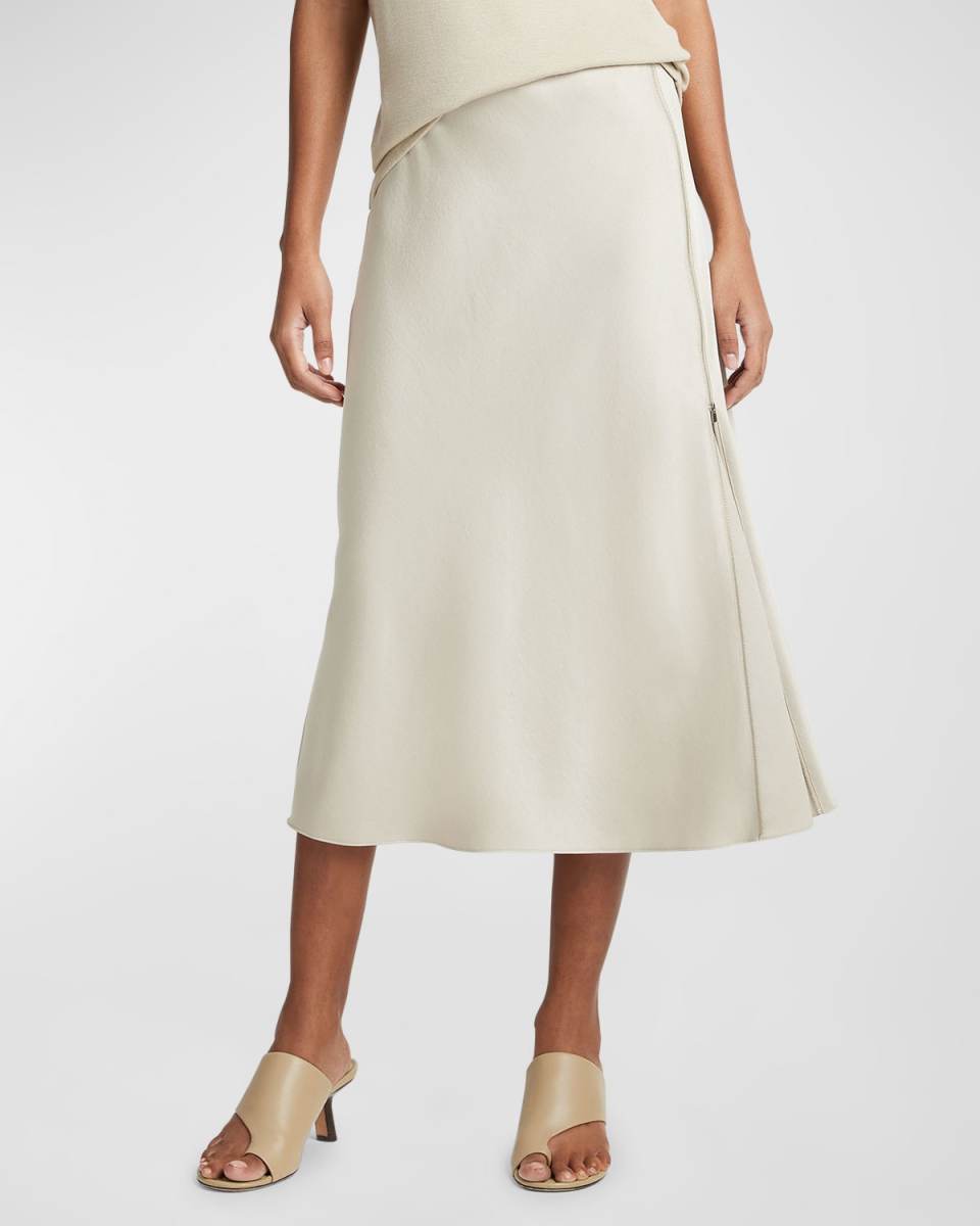 Satin Midi Slip Skirt