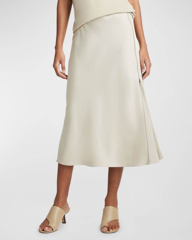 Satin Midi Slip Skirt