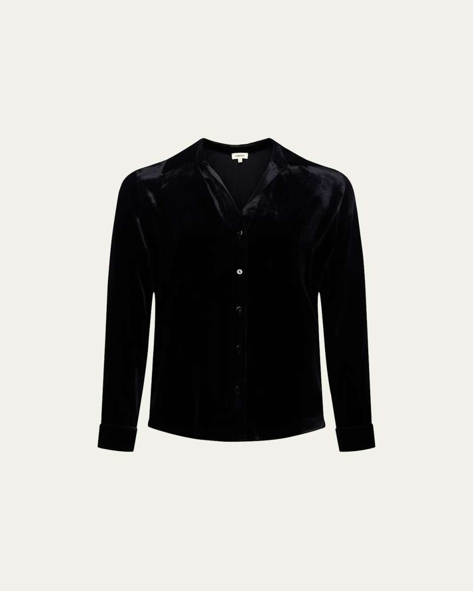 Argo Velvet Button-Front Blouse