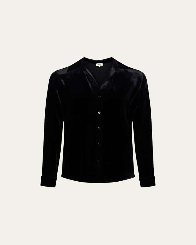Argo Velvet Button-Front Blouse