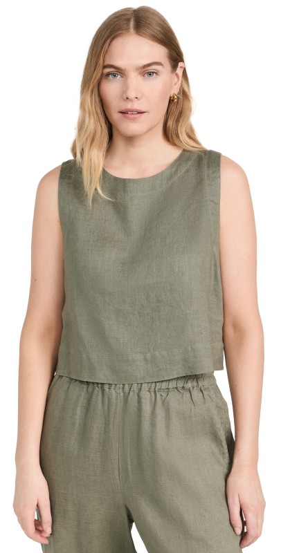 XIRENA Robbie Linen Top Mossy