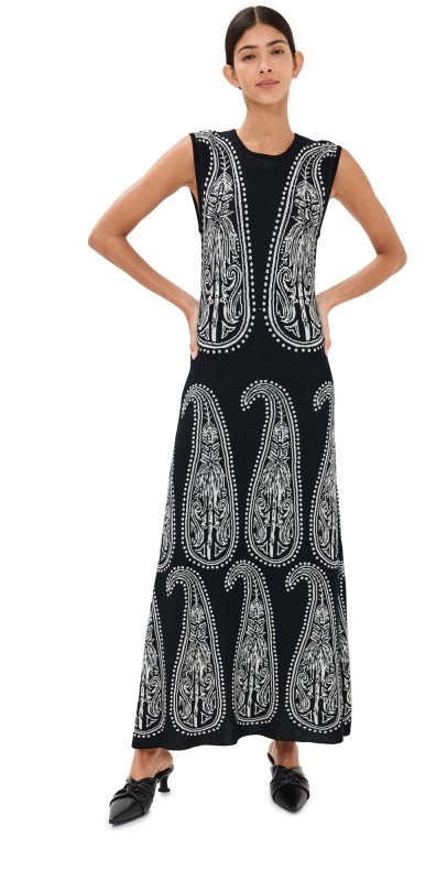 Johanna Ortiz Air Of Mystery Midi Dress Black/Ecru
