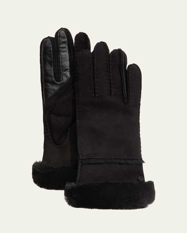 Seamed Touchscreen Shearling-Lined Gloves