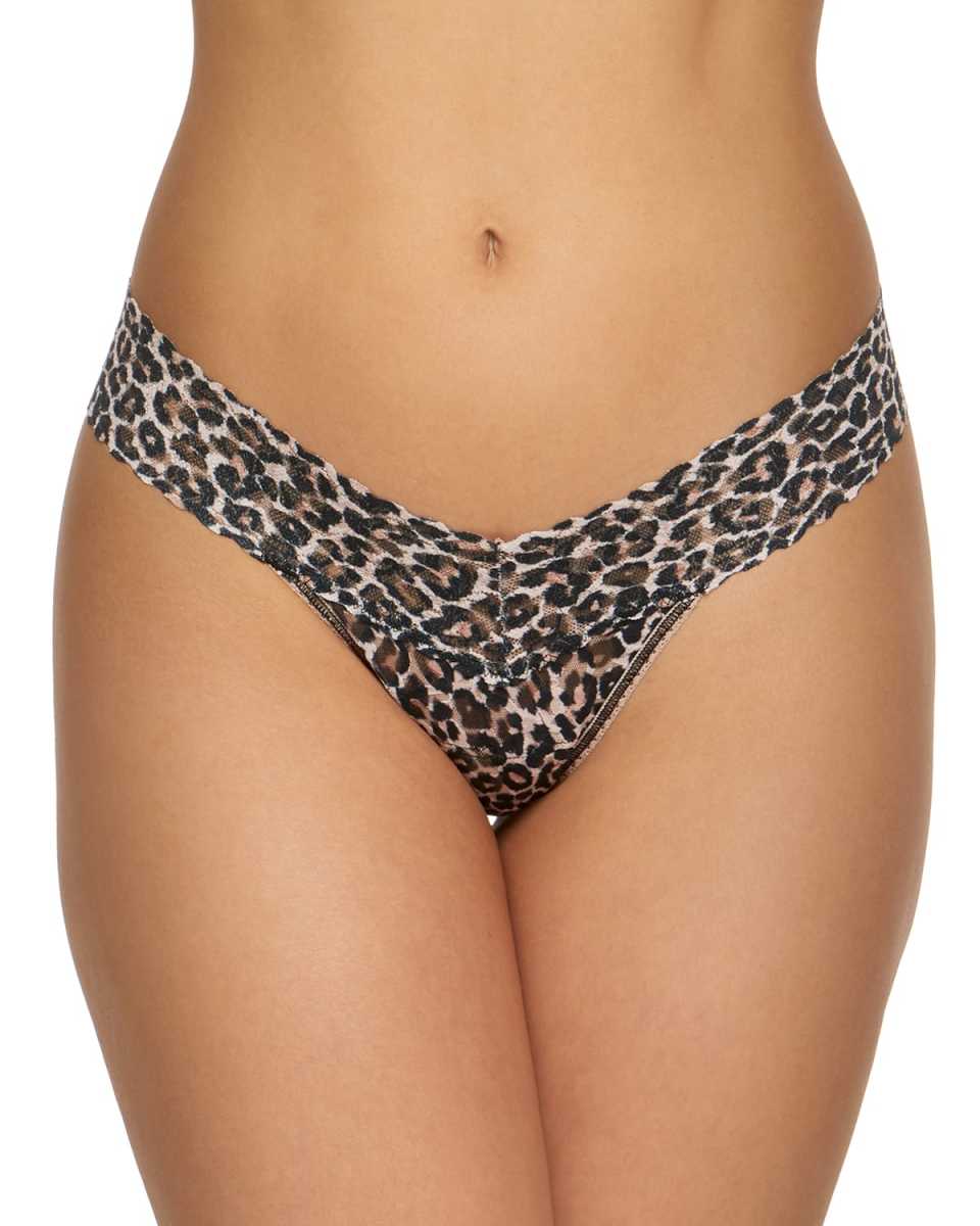 Leopard-Print Lace Low-Rise Thong