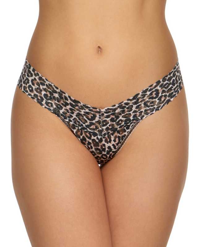 Leopard-Print Lace Low-Rise Thong
