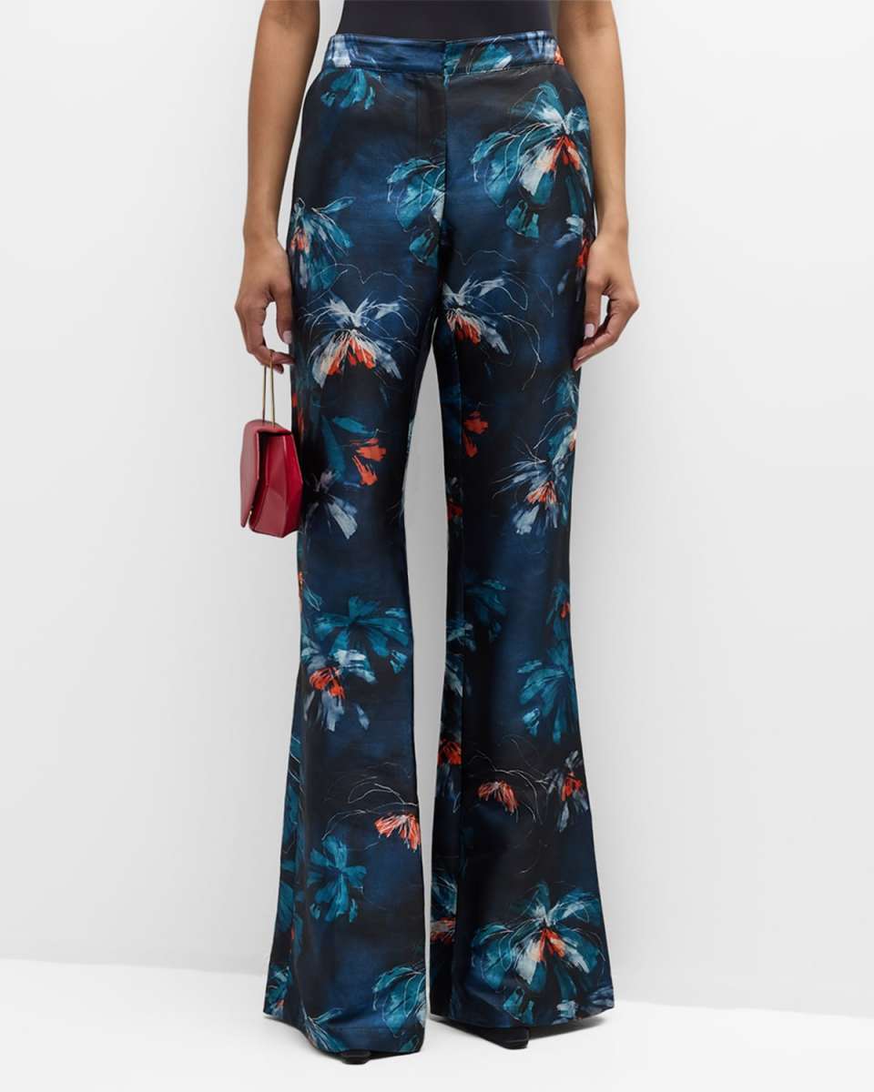 Flower-Print Elongated Bootcut Pants