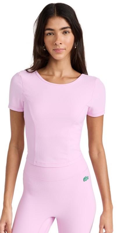 Lacoste x Bandier Rib Short Sleeve Bra Top wwe sucrerie