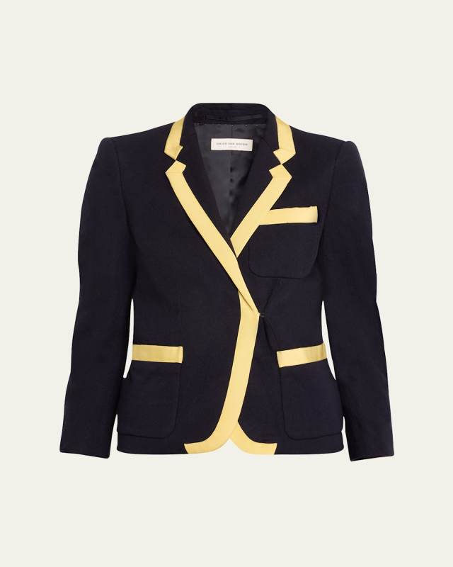 Bessie Tape Trim Wool Blazer