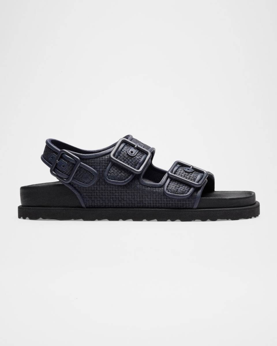 Milano Raffia Dual-Buckle Slingback Sandals
