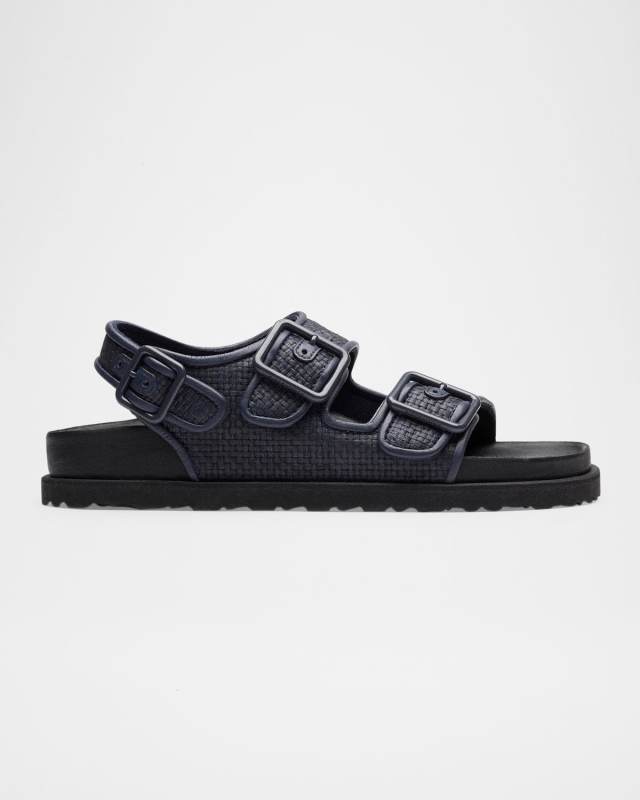 Milano Raffia Dual-Buckle Slingback Sandals