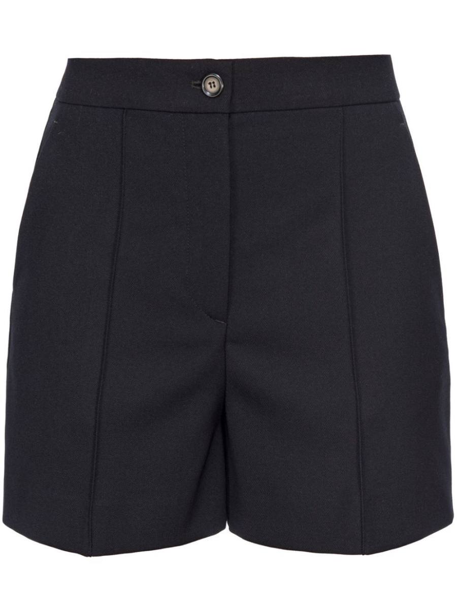pleated twill shorts