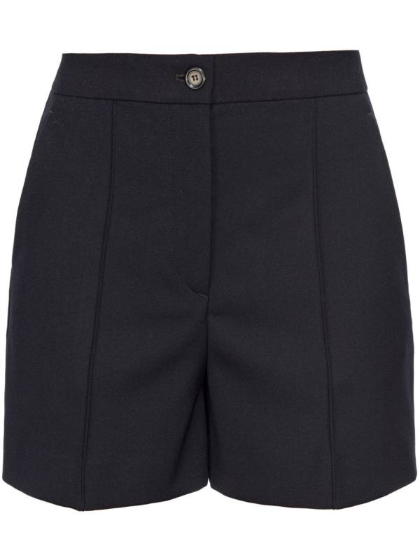 pleated twill shorts