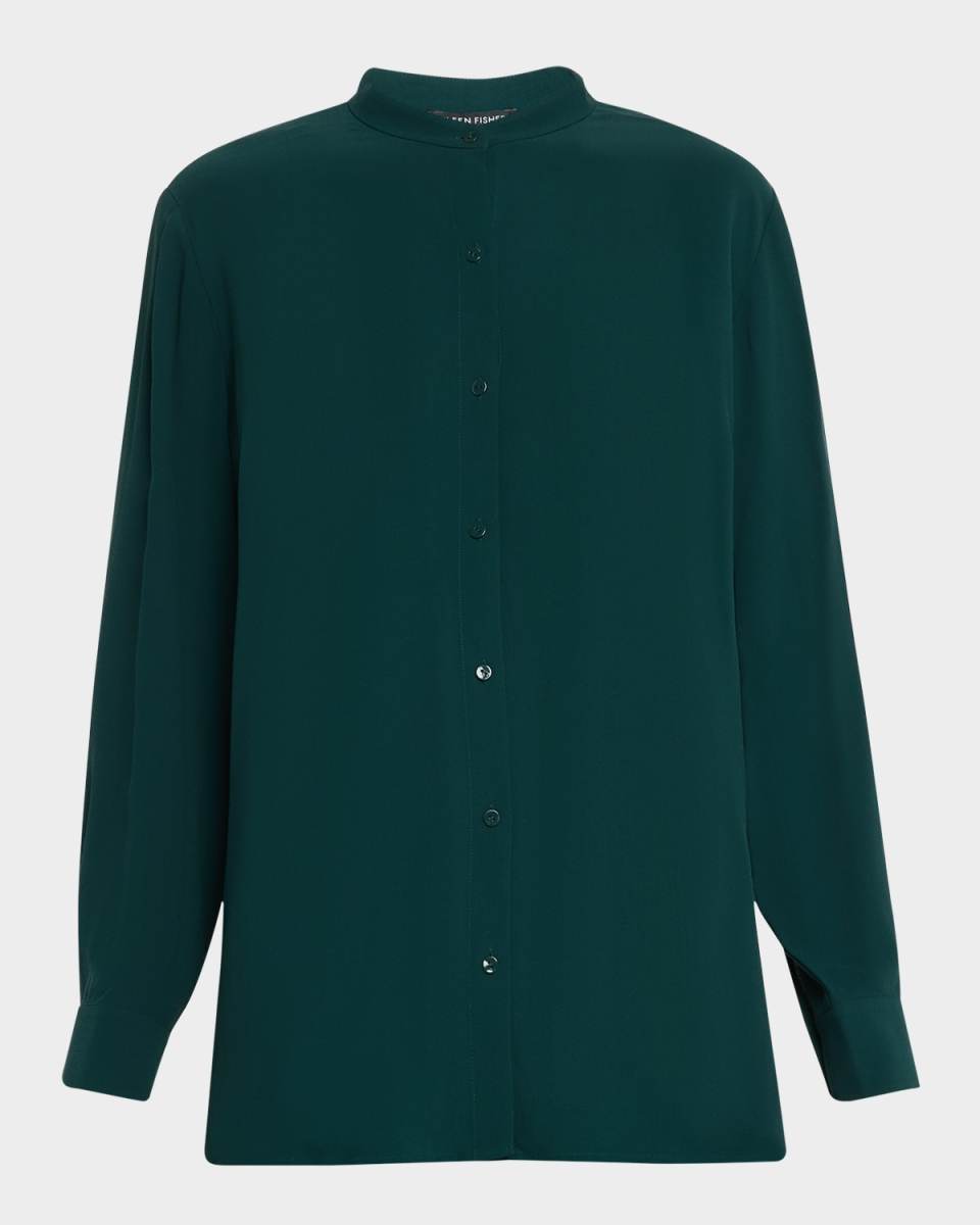 Button-Down Georgette Crepe Shirt