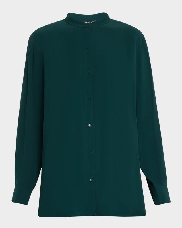 Button-Down Georgette Crepe Shirt
