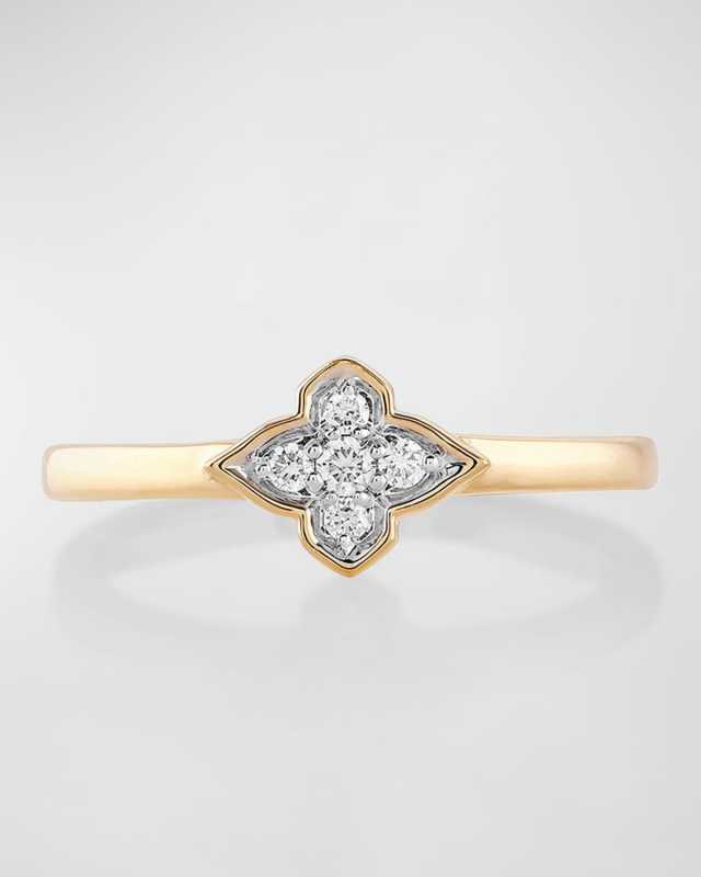 18K Yellow Gold Diamonds Delicate Ring, Size 7