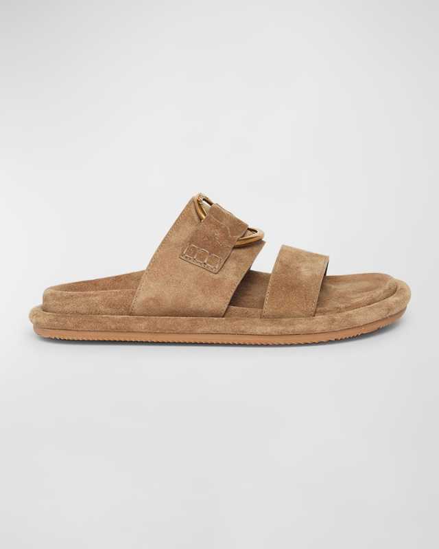 Bell Suede Logo Slide Sandals