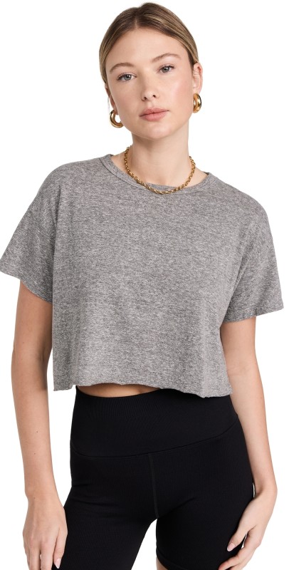 Year of Ours YOS Cropped Tee Heathered Grey