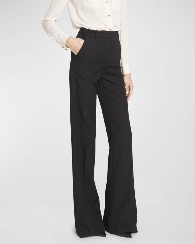 High-Waisted Flared Trousers